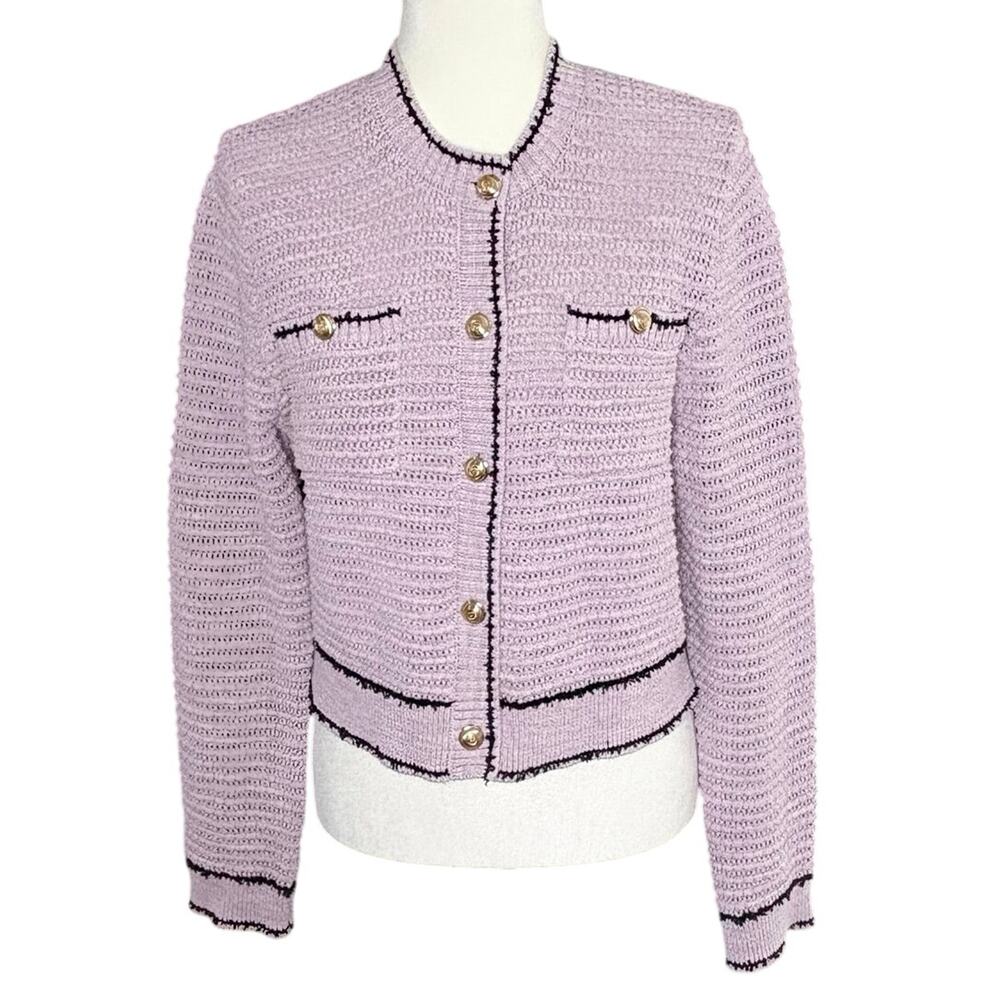 Dimple Hsu Knit Cardigan Sweater Women's L Lavender